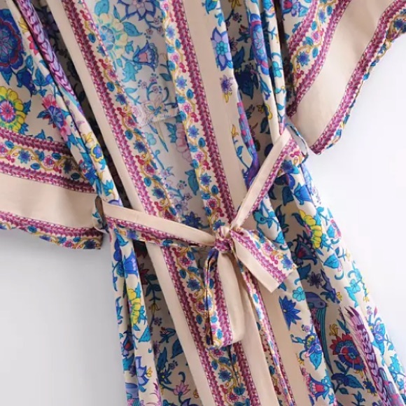 SOLD OUT Colorful Floral Peacock Bohemian Kimono Duster - Picture 4 of 13
